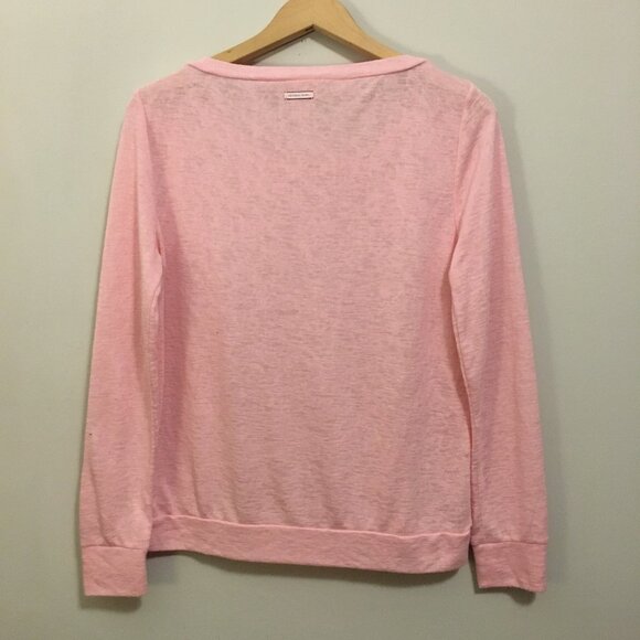 Victoria's Secret Baby Pink Word Art Long Sleeve Knit Tee - Picture 3 of 16